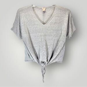 Chicos Womens Gorgeous Shades Of Silver Top Sz 1 Short Sleeve Pullover Top